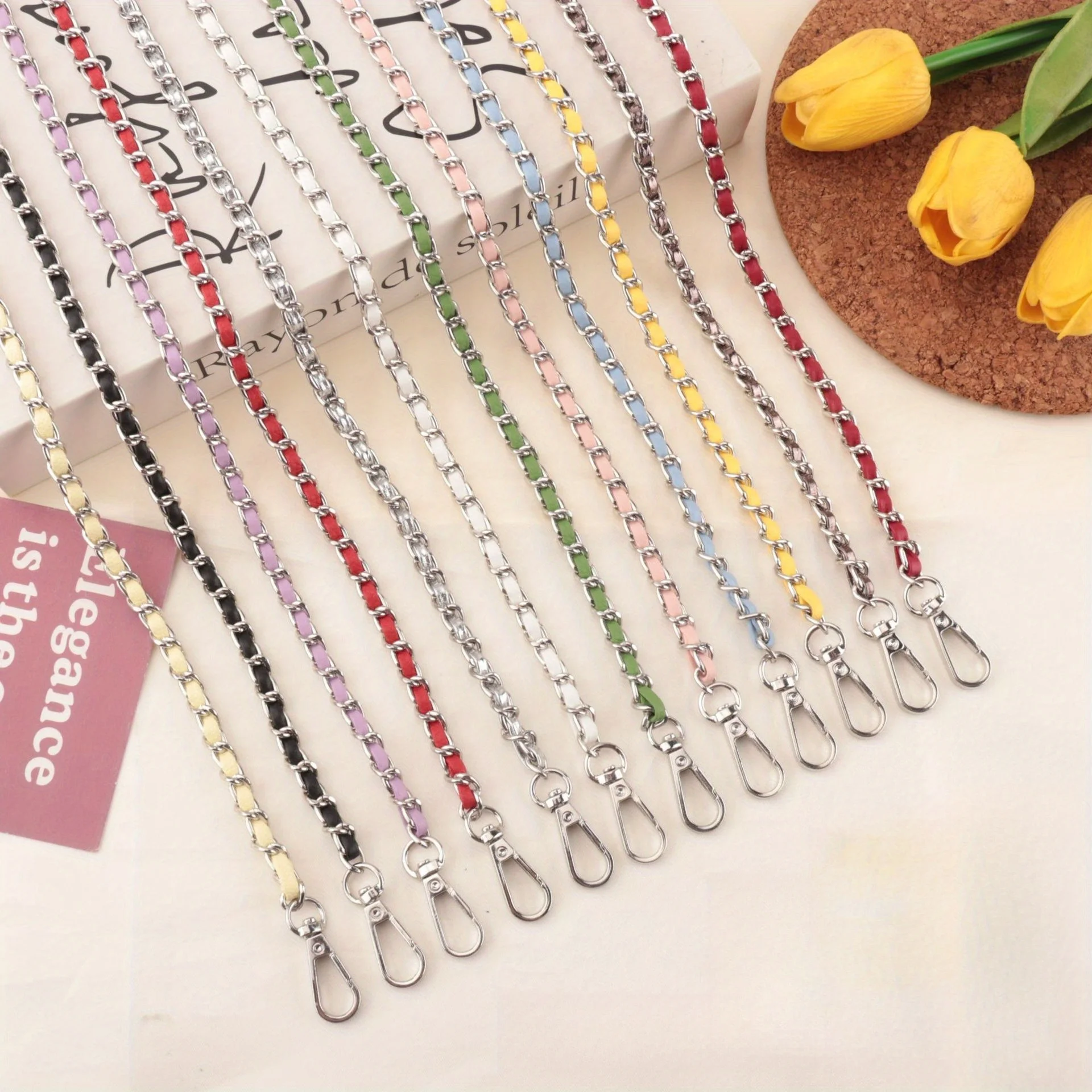 Hardware chain, leather bag with metal hanging rope, bag chain shoulder strap, PU leather single shoulder cross bag chain