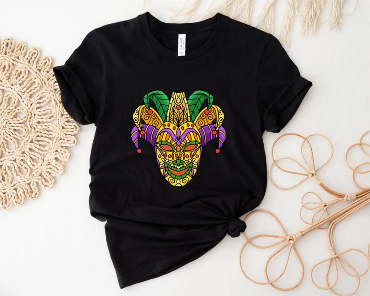 New Orleans Tee Mardi Gras Attire Jester Mask TShirt Cute Funny Mardi Gras Carnival Party Lover Shirt Louisiana Fat Tuesday Gift