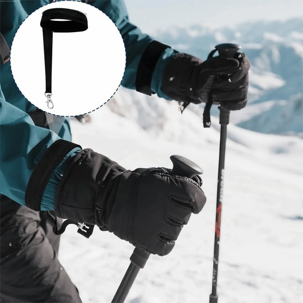 

4Pcs Adjustable Design Elastic Wrist Straps Nylon Material Elastic Construction Ski Glove Leashes Metal Button