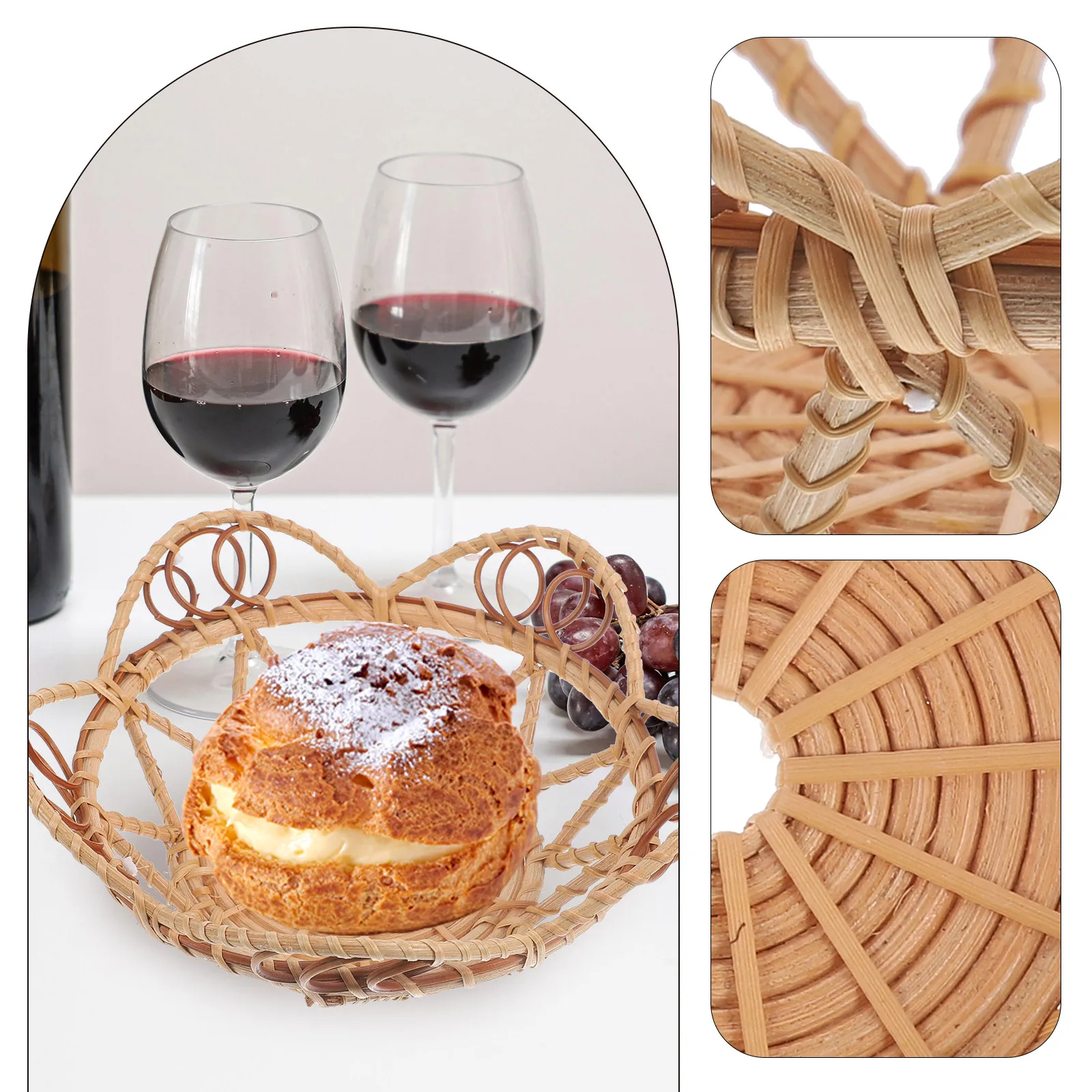 

Rattan Decorative Display For Snacks Home Use Woven Serving Dish Storage Woven Tray Fruit Bread Serving
