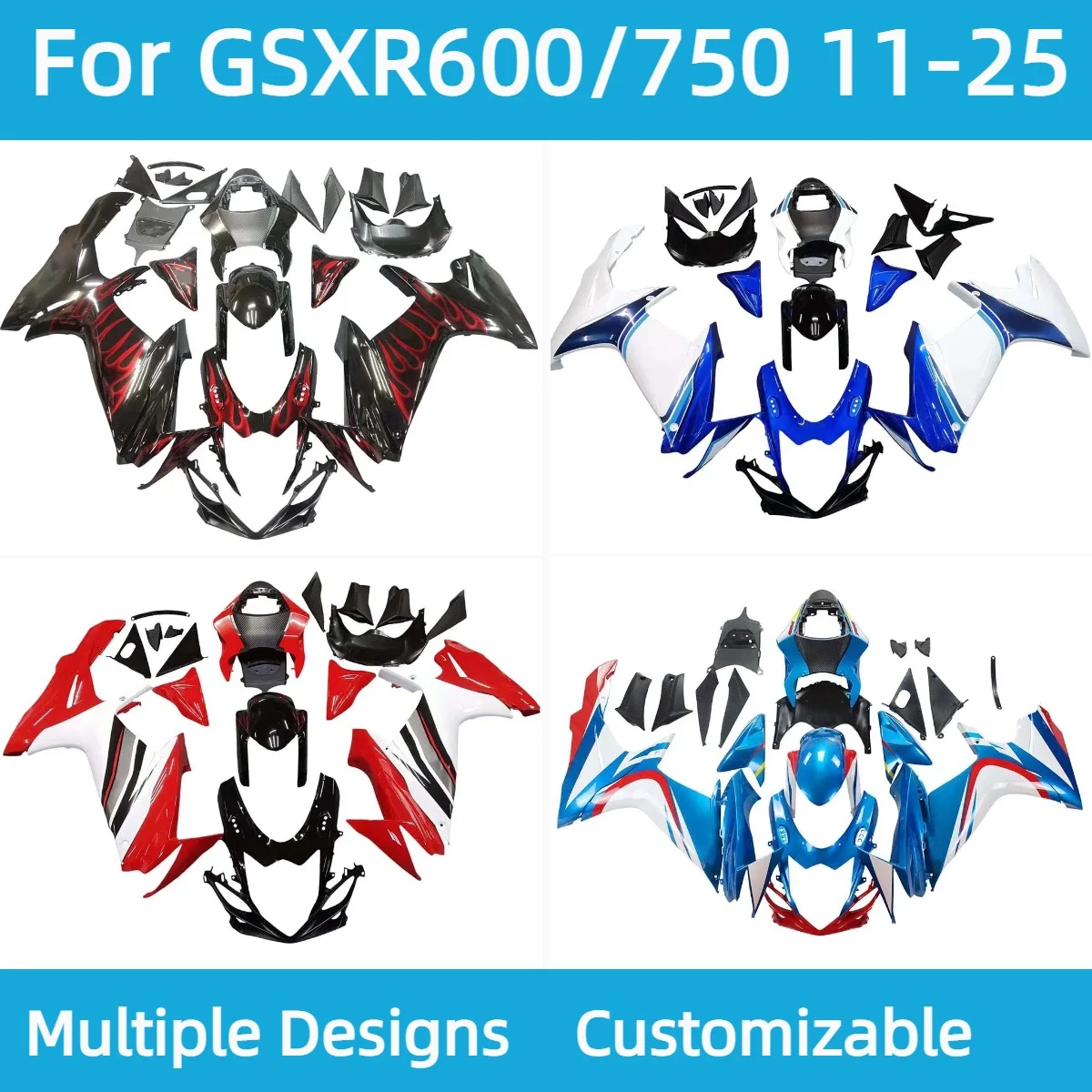 GSXR600 GSXR750 2011-2025 New Style Fairings for GSXR 600 750 11-25 Motorcycle ABS Fairing Set Panel Kit Bodywork Fit