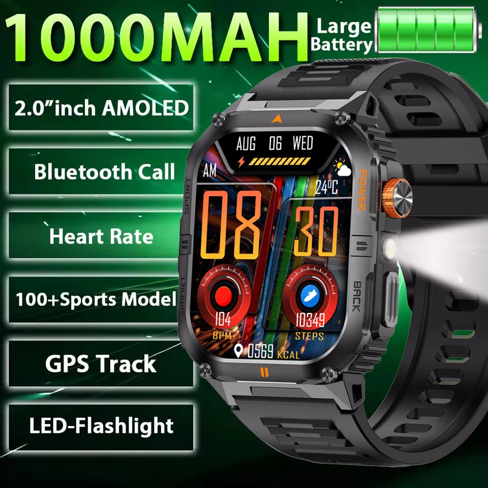

New 1000 mAh Long Standby Smart Watch Men GPS Outdoor Sports Fitness Bracelet Wireless Call Information Reminder Watches Men