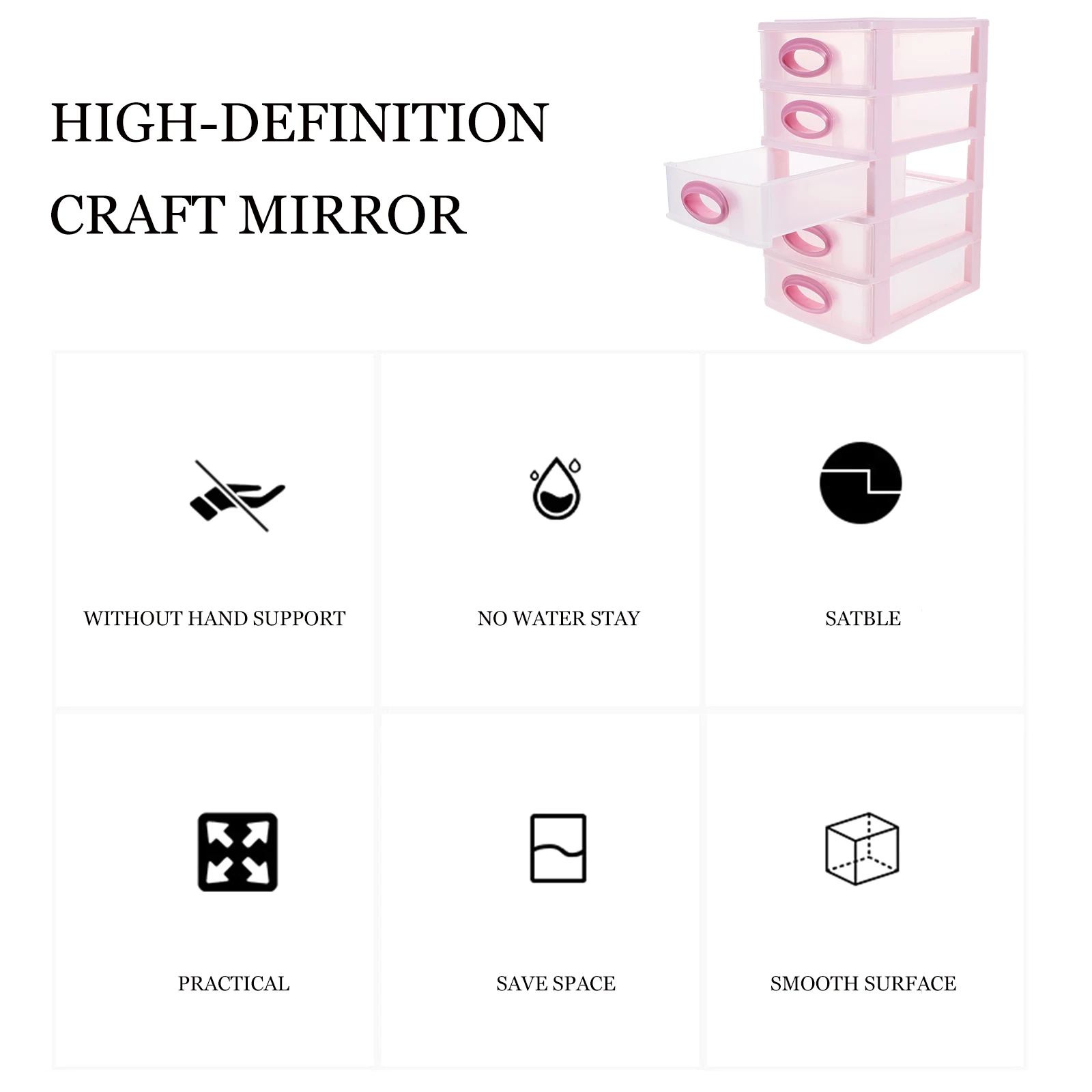 

Pink 5-layer Storage Cabinet Desk Organizers Cabinet Plastic Makeup File Holder PP Tidy Box Office School Plastic