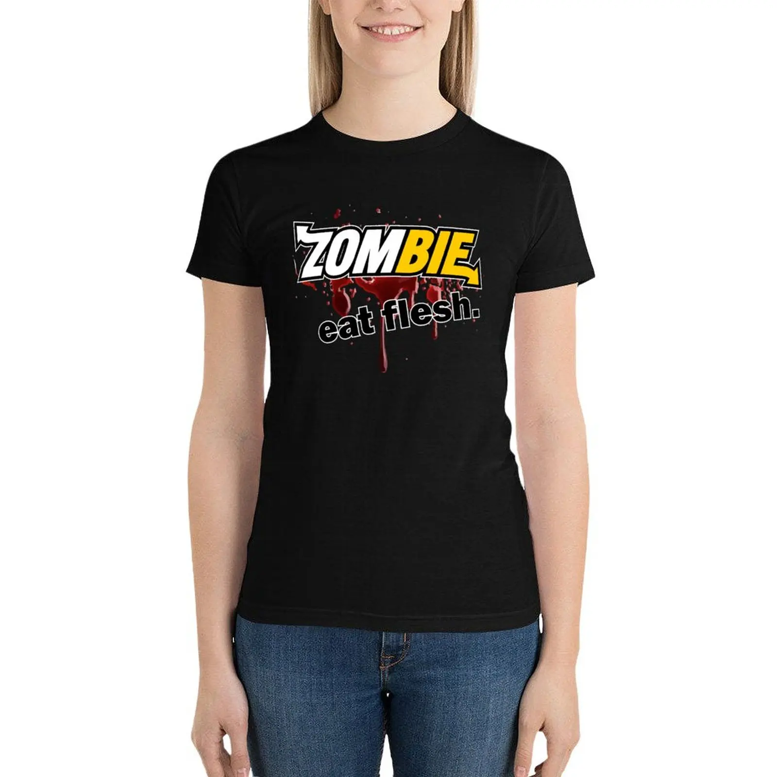 Zombie - Eat Flesh T-Shirt anime clothes plus size tops Blouse funny t-shirt dress for Women sexy