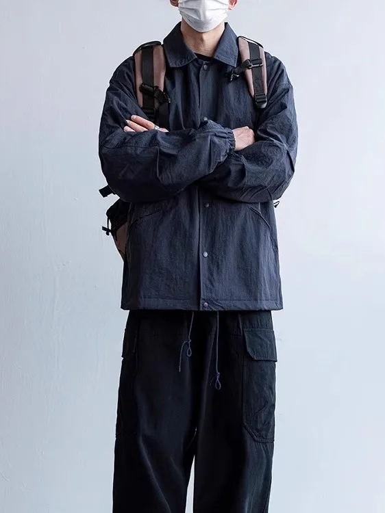 

Casual Loose Men's Jaet 2025 Spring Autumn New Sle Turn-down Collar Pure Color Versatile Simple Top Outerwear