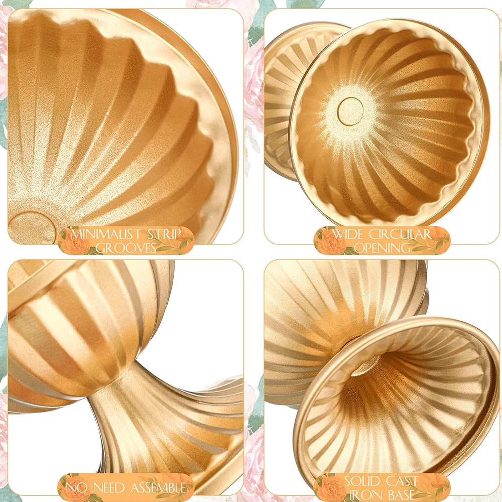 Mini Gold Flower Vase for Centerpieces Wedding Metal Urn Planter Vase 3.7 Inch Tall Trumpet Home Flower Holder for Anniversary
