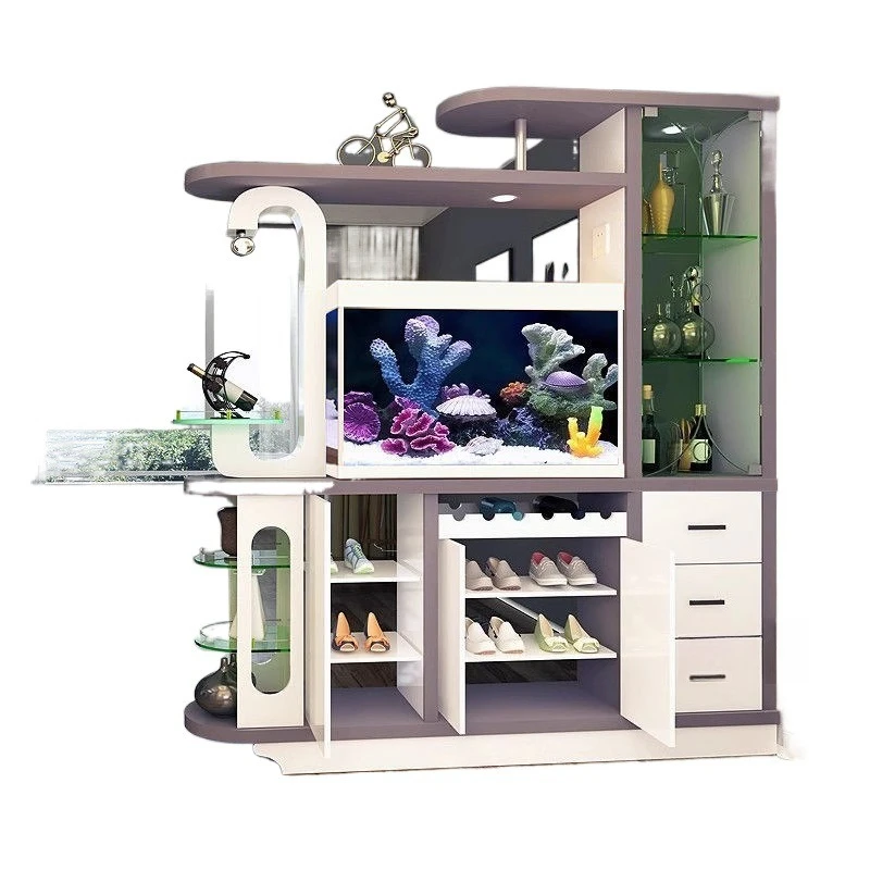 Fish tank partition cabinet Modern foyer cabinet Living room screen cabinet Wine  Double-sided locker