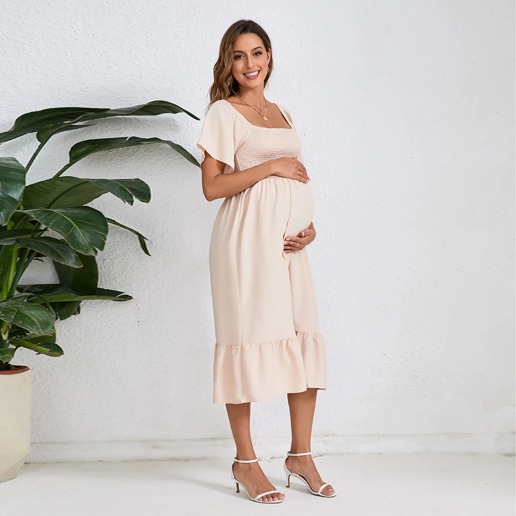 Kleid für schwangere Frauen, rosa Umstandskleid, Schwangerschaft, Babyparty, Fotografie, Premama-Kleidung, schwangere Frau, Sommerkleid