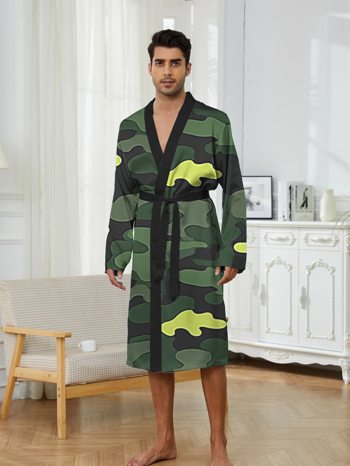 

1pcs Men's Robes 2026 Spring/Summer Men's bathrobe sleepwear dressing gown Breathable 3D Printed Shower robe Graphic bath robe
