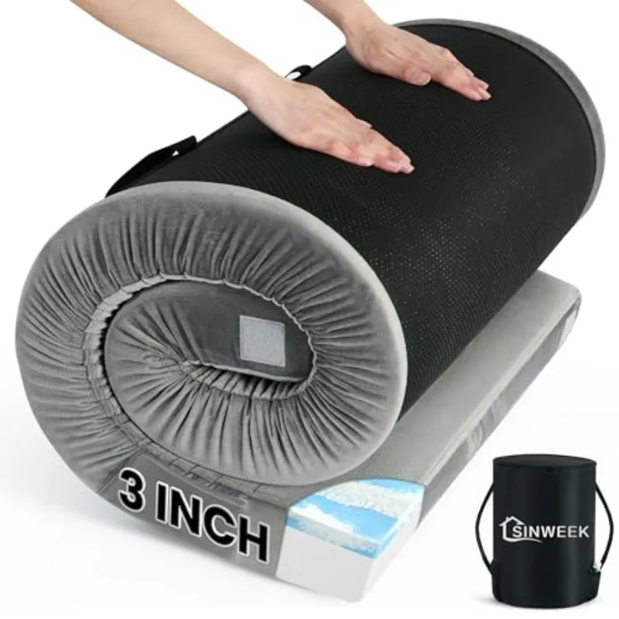 

Memory Foam Camping Mattress CertiPUR-US Waterproof Portable Roll Up Mattress for Adults Cot Mattress Car Van Sleeping Mat Pad