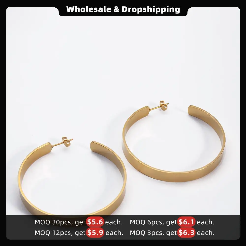 Enfashion Vintage Big Hoop Earrings Matte Gold color Earings Stainless Steel Circle Earrings For Women Jewelry Wholesale 171026