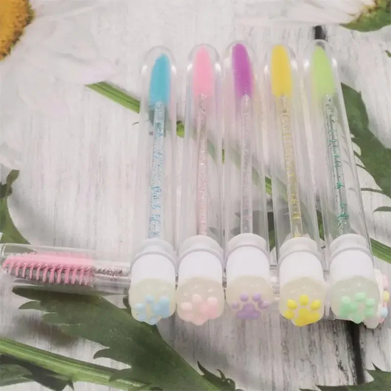 การ์ตูนแมวตีนขนตาแปรงหลอดมาสคาร่าแบบใช้แล้วทิ้งหลอดReusable Lash Spooliesแปรงกันฝุ่นทําความสะอาดหลอด