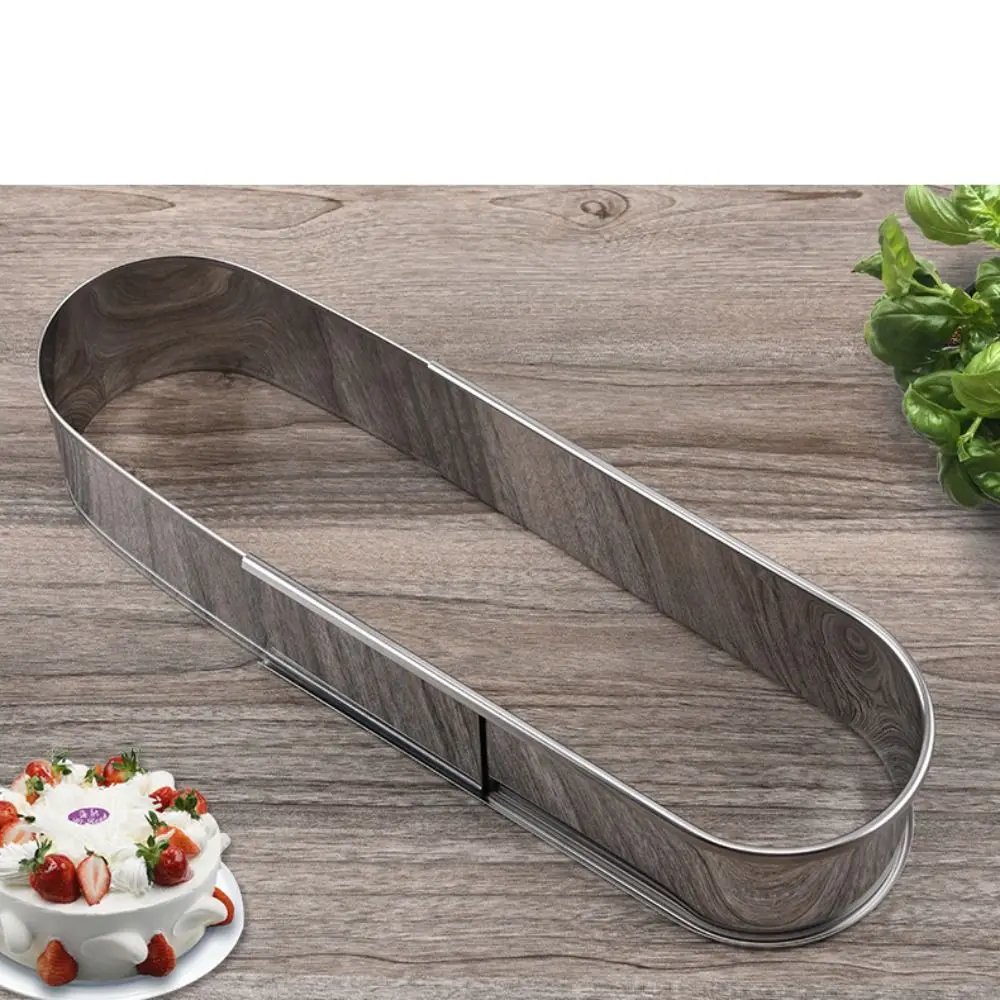 Household Long Oval Adjustable Cake Mold DIY Telescopic Mousse Cake Ring Rust-proof Non-stick Stainless Steel Baking Mould Dough