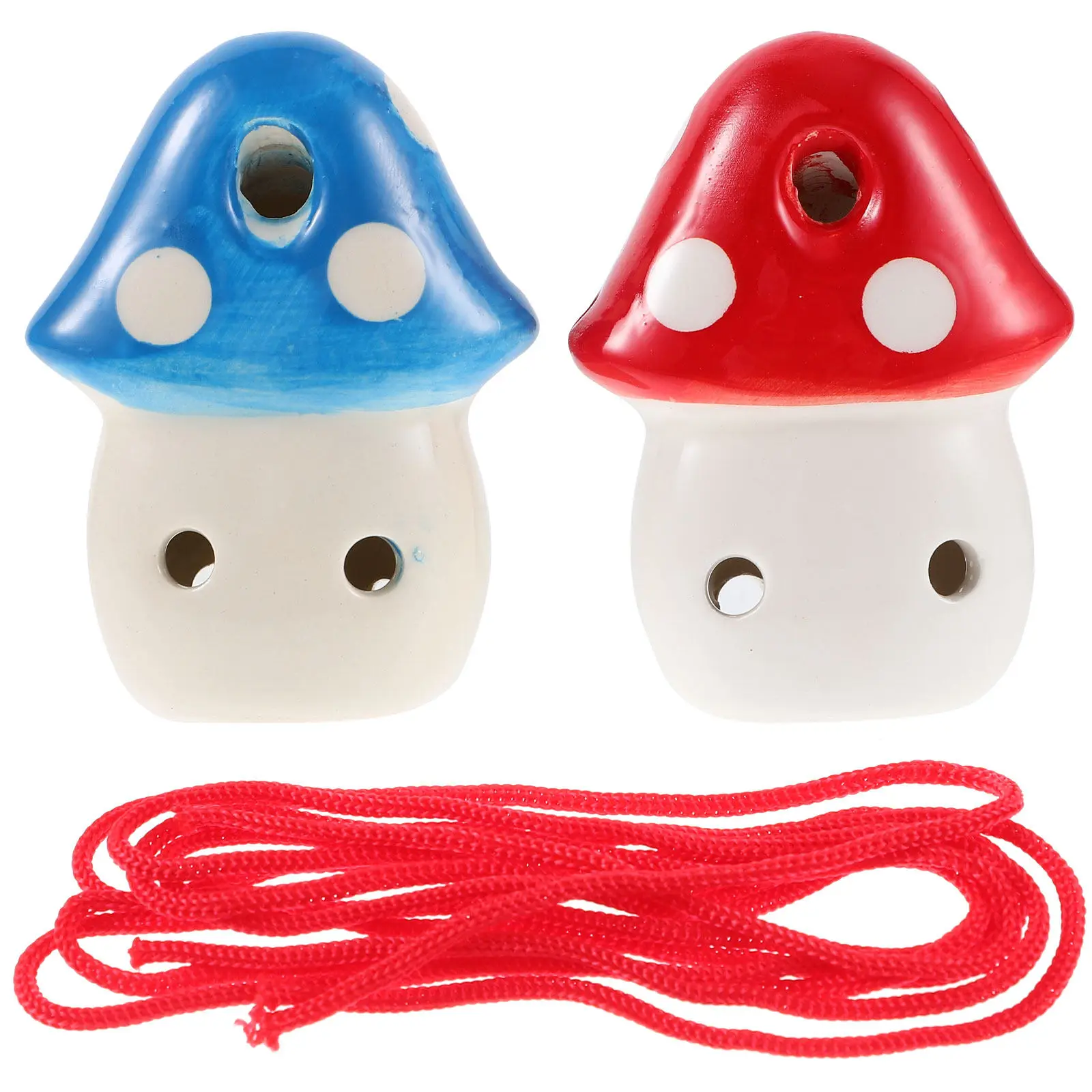 Mushroom Ocarina 2 Piece Set 6 Hole Ceramic Wind Instrument for Kids Beginners Portable Practice Music Gift