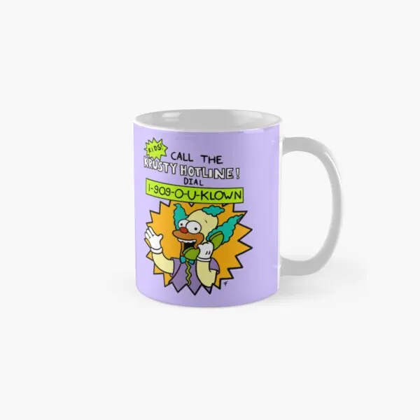 Krusty Hotline Classic  Mug Picture Printed Design Cup Image Simple Gifts Handle Round Drinkware Tea Coffee Photo