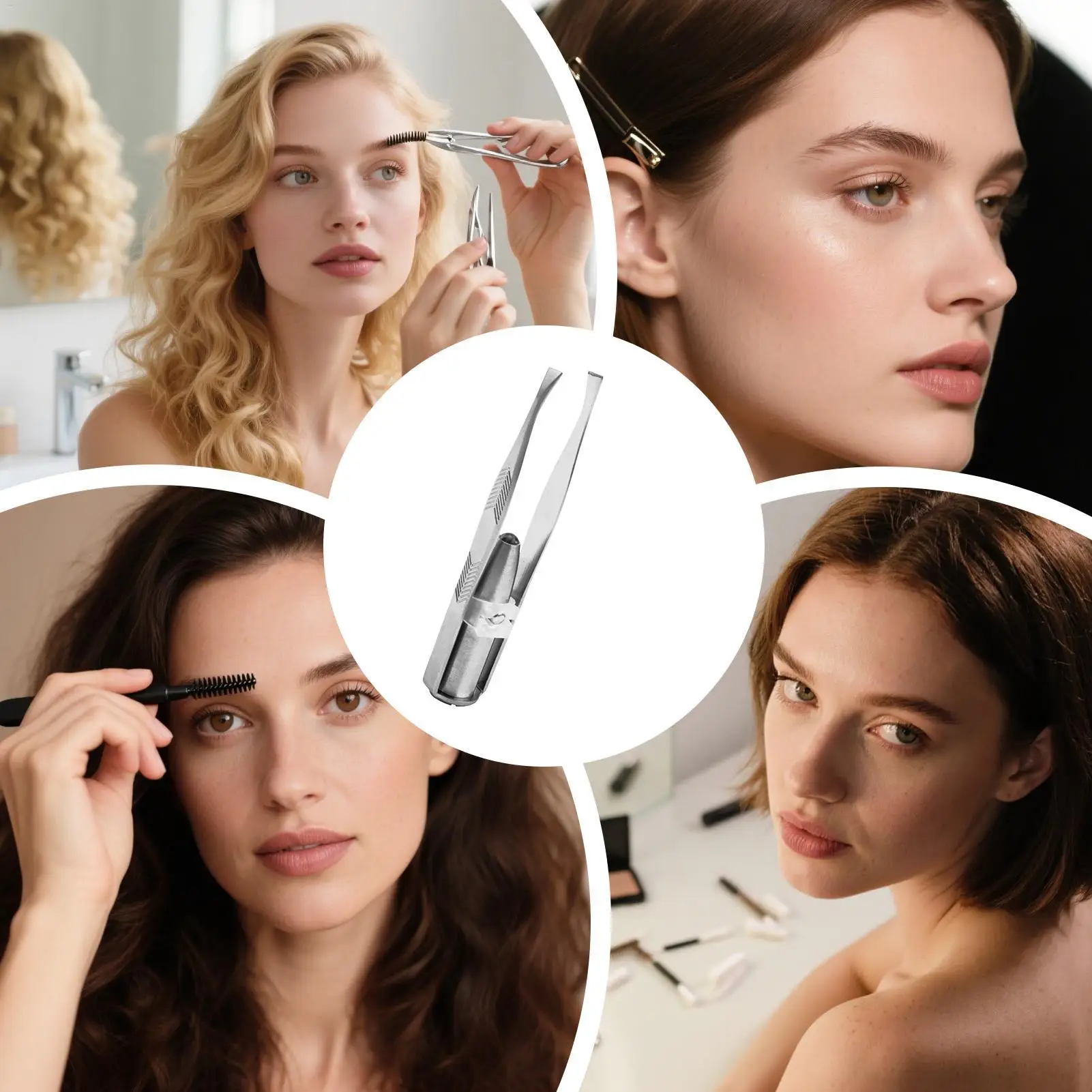 Pinça iluminada para cílios inclinados, braçadeiras para remoção de pelos, sobrancelha, depilação facial, ferramentas de maquiagem cosmética para