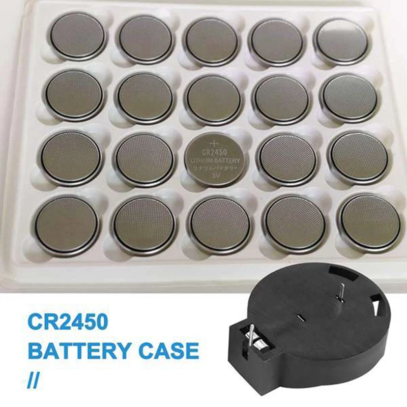 ABMO 8 pezzi CR2450 custodia porta batteria a bottone 2 pin nera
