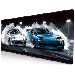 Extended Gaming Mouse Pad with Non-Slip Rubber Base Drift Car JDM R34 Desk Mat Rubber for Computer Keyboard Office Supplies Desk