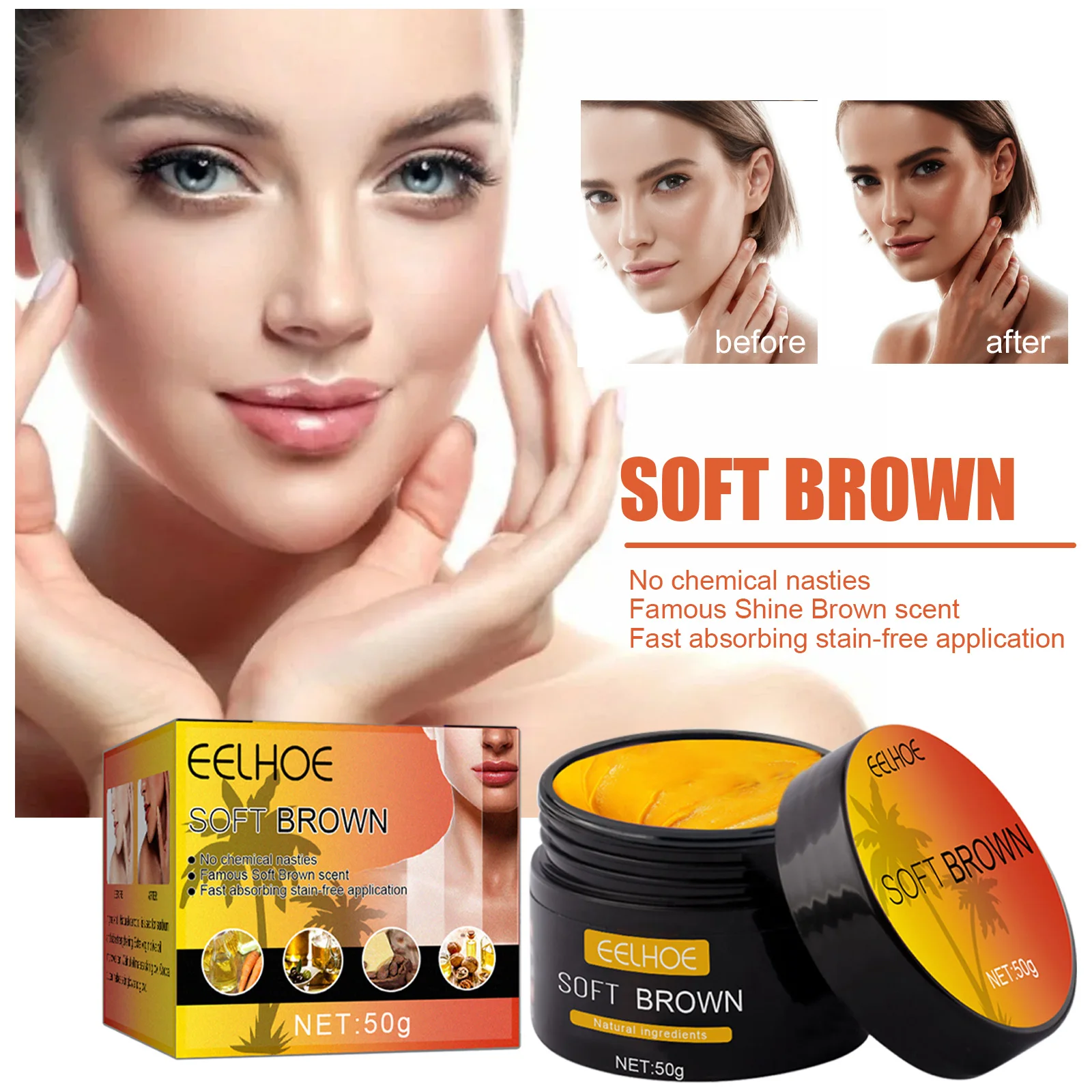 50ml/100ml Body Tanning Cream Solarium Self Tanning Aid Quickly Body Bronze Men Women Nourishing Skin Coloring Blackening Cream