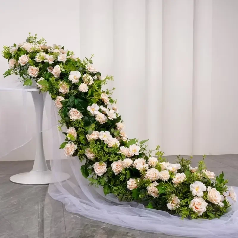 40x200cm Long Table Runner Floral Wedding Decoration Elegant Dining Table Centerpiece for Party Dinner Event Home Interior