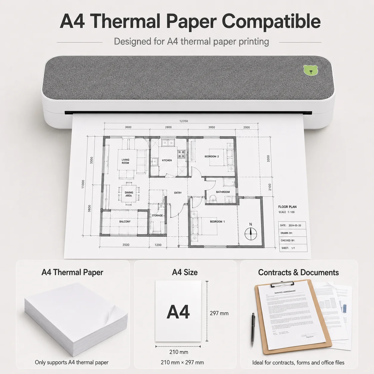 Peripage A40 Portable Printer Inkless Thermal Label Printer, Document Printing, Support PC, Mobile Use(203DPI)