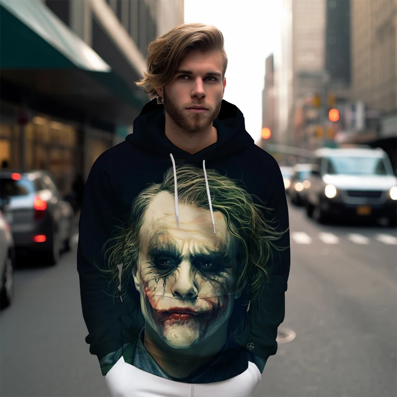 Spring and Autumn Men's Fashion Teen Hoodies Fashion 3D Printed Clown Loose Streetwear 2023 Street Clown Hip Hop Hoodie