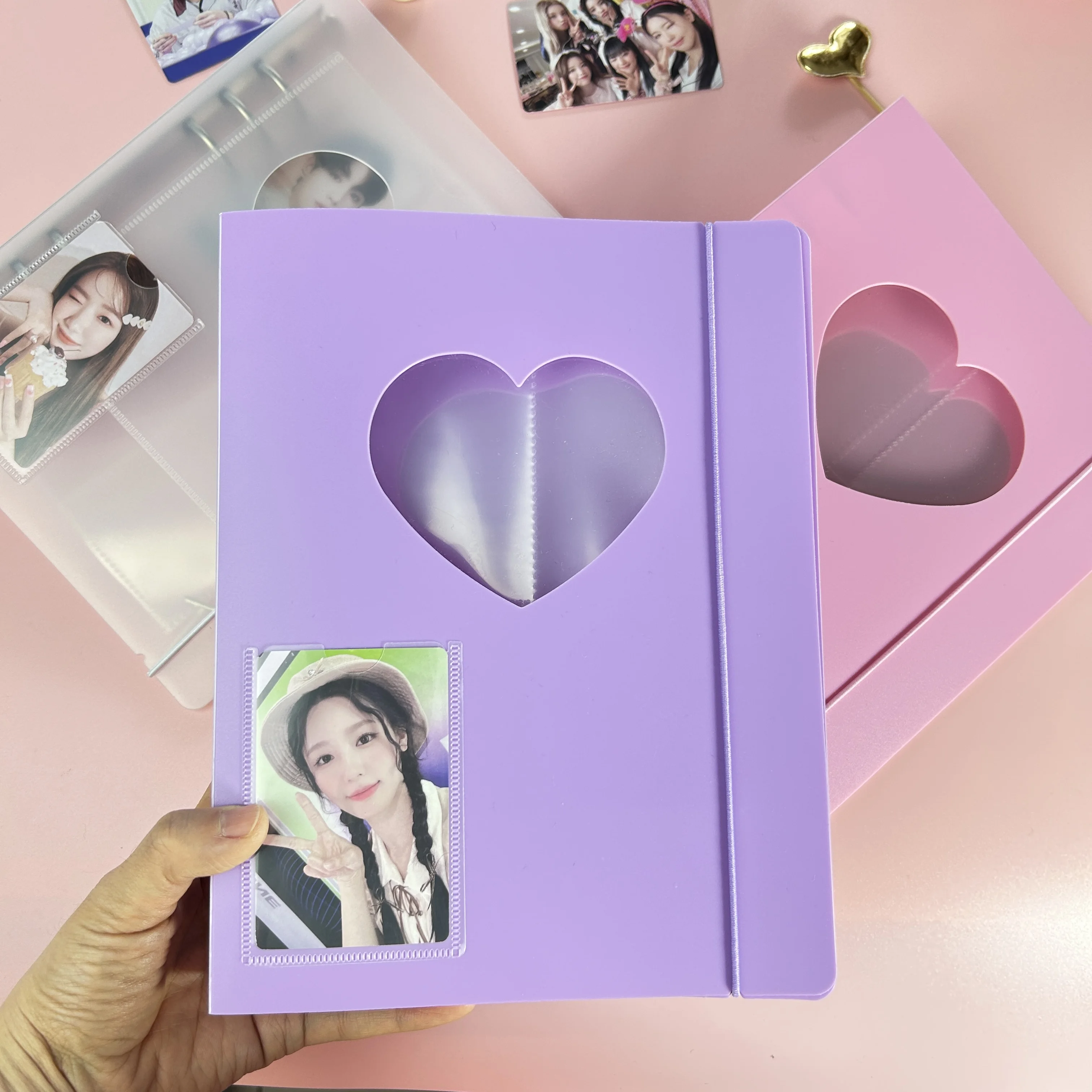 A5 Kpop Photocard Binder Cover 6-Ring Refill Pages Binder Sleeves Loose Leaf PP Double-Sided Photocard Book Idol Photo Album