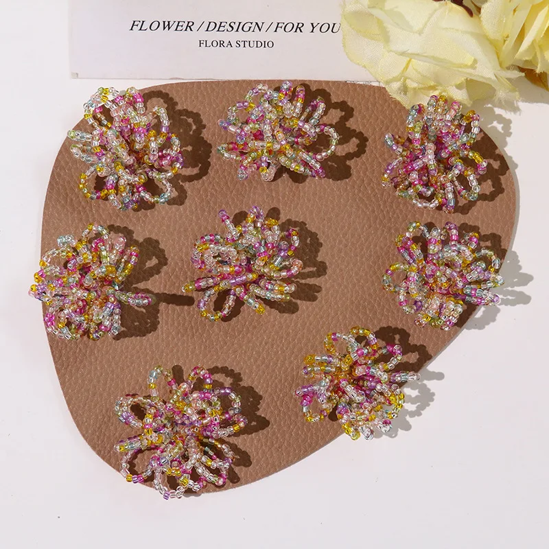 Shoe Charms 1 Piece Multicolor Resin Bead Hollow Small Flower DIY Decor for Jelly Clog Sandals Vintage Korean Crystal