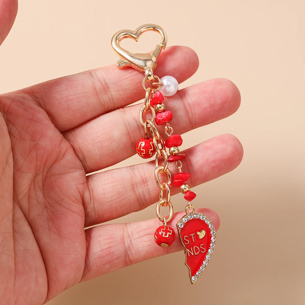 Aihua Niedlicher Kristallherz-Schlüsselanhänger für Beste Freundinnen, Frauen und Mädchen, BFF-Schlüsselring-Anhänger zur Handtaschendekoration, DIY Handgemachter Schmuck Geschenk – Detail 3