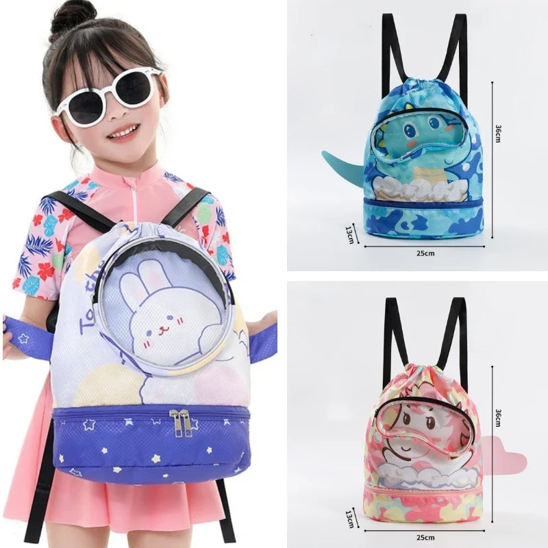 Wet and Dry Swimming Bag for Kids Children's Waterproof Swimming Bag Boys Girls Cartoon Travel Sea Pool Beach Bag Backpack