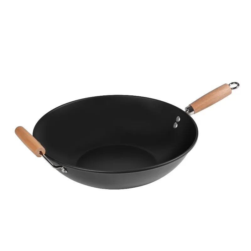 Fácil de limpiar, se recomienda lavar a mano. Acero al carbono, antiadherente, wok NS.
