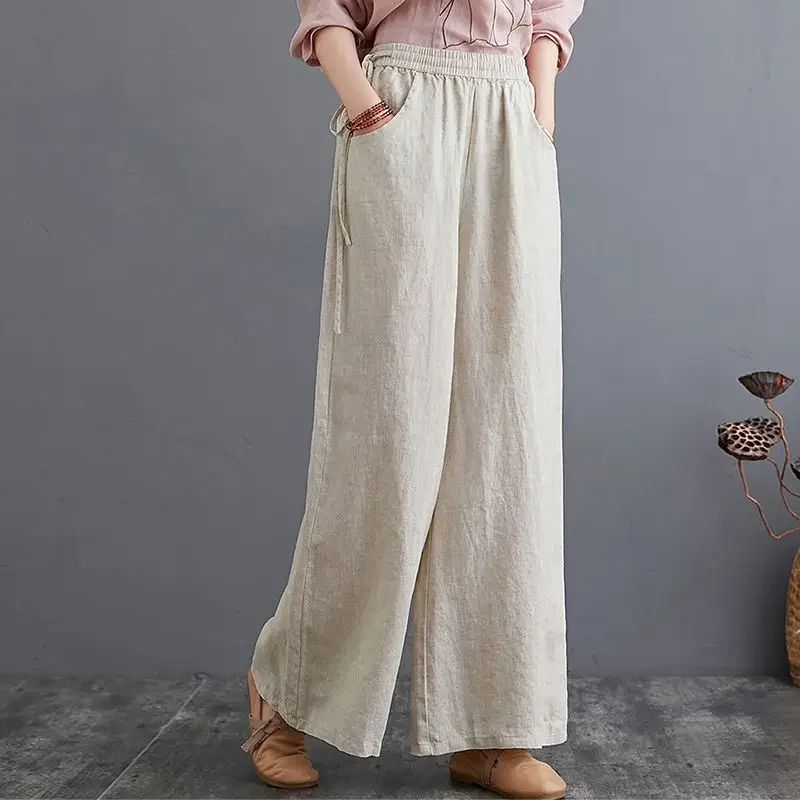Pantalones de cintura alta para mujer otoño G tendencias 2025 todo medio nuevo en Xxl cómodo elástico Vintage Harajuku pantalones sólidos para mujer