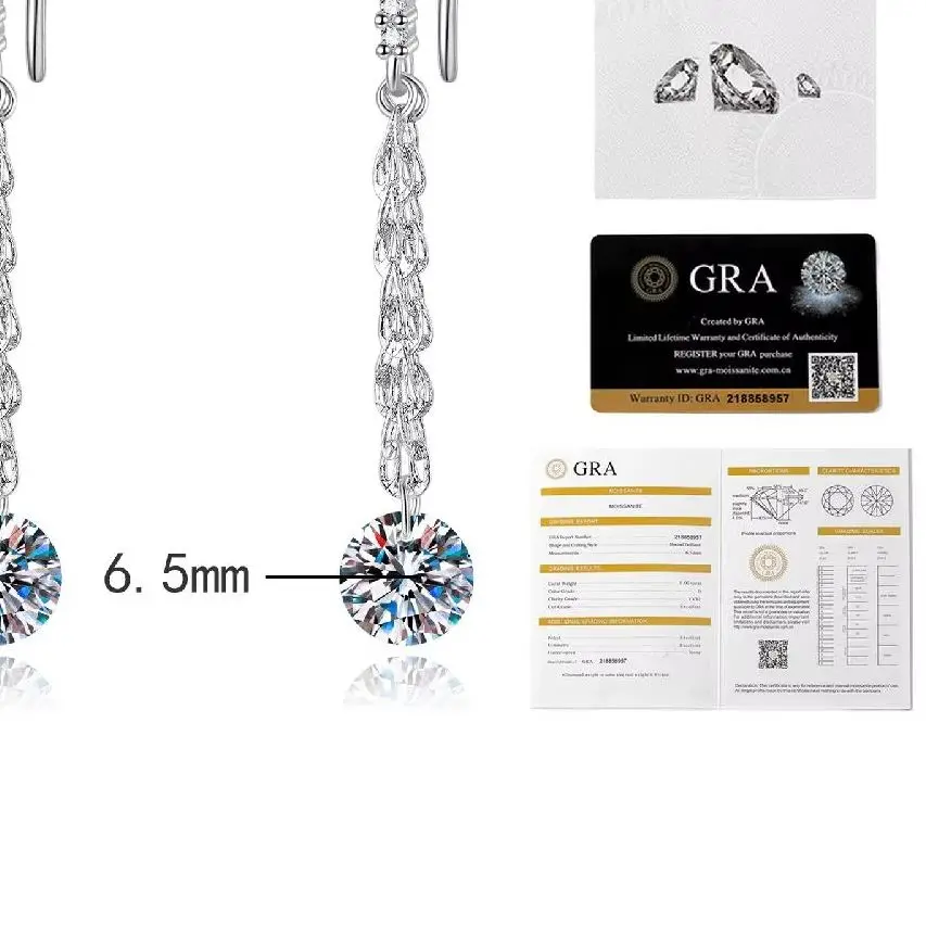 

Moissanite Earrings Fashion Single Diamond 18K Gold Set Diamond One Carat Moissanite Earrings Platinum PT950 Mark