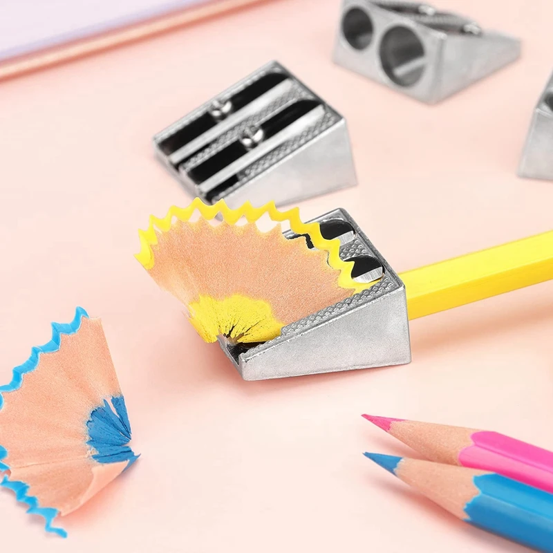 Handheld Pencil Sharpener Metal Pencil Sharpener Pencil Sharpener With 2 Holes For Schools, Offices, Homes, Art Projects 24 Pack