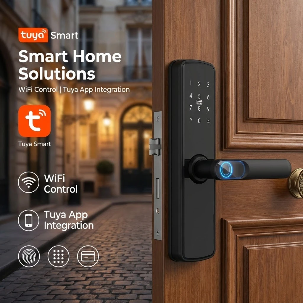 TUYA Smart WIFI Fingerprint Door Lock Electronic Lock Keyless Entry Password Fingerprint Card App NFC Unlock for Home Office
