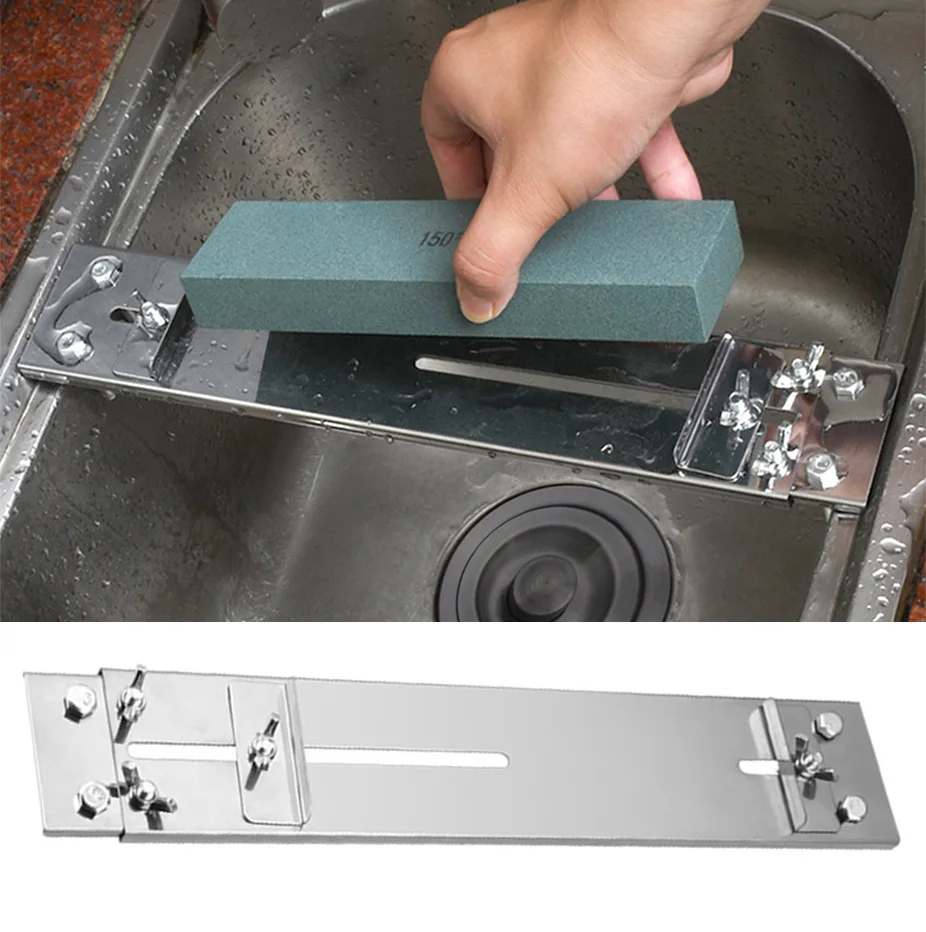 Sharpening Stone Holder, Stainless Steel Whetstone holder Sharpening Stone Base Sink Bridge Adjustable No-Slip Grindstone Holder