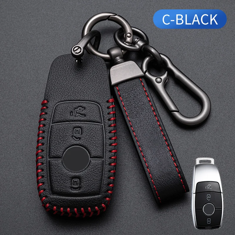 

Oli Leather Car Remote Key Case Cover Shell Fob For Mercedes Benz A C E S G Class W177 W205 W213 X167 W222 CLA GLE GLB GLS AMG