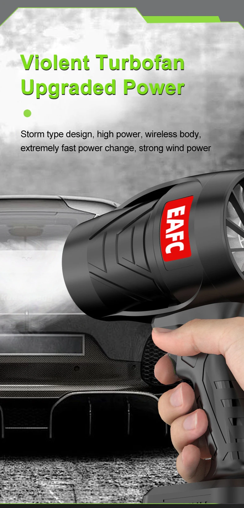 EAFC Vielseitiges Luftpistolen-Werkzeug: EAFC Violent Air Gun zum Blattschneesentfernung und Staubreinigung, 21-V-Batterie, stufenlose Geschwindigkeit – Detail 4