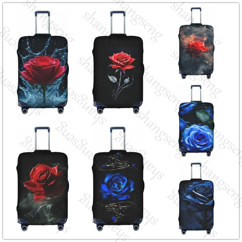 

Blue red Rose Thick Elastic Luggage Protective Cover Zipper Suit For 18-32 inch Bag Suitcase Covers Travel Accessories