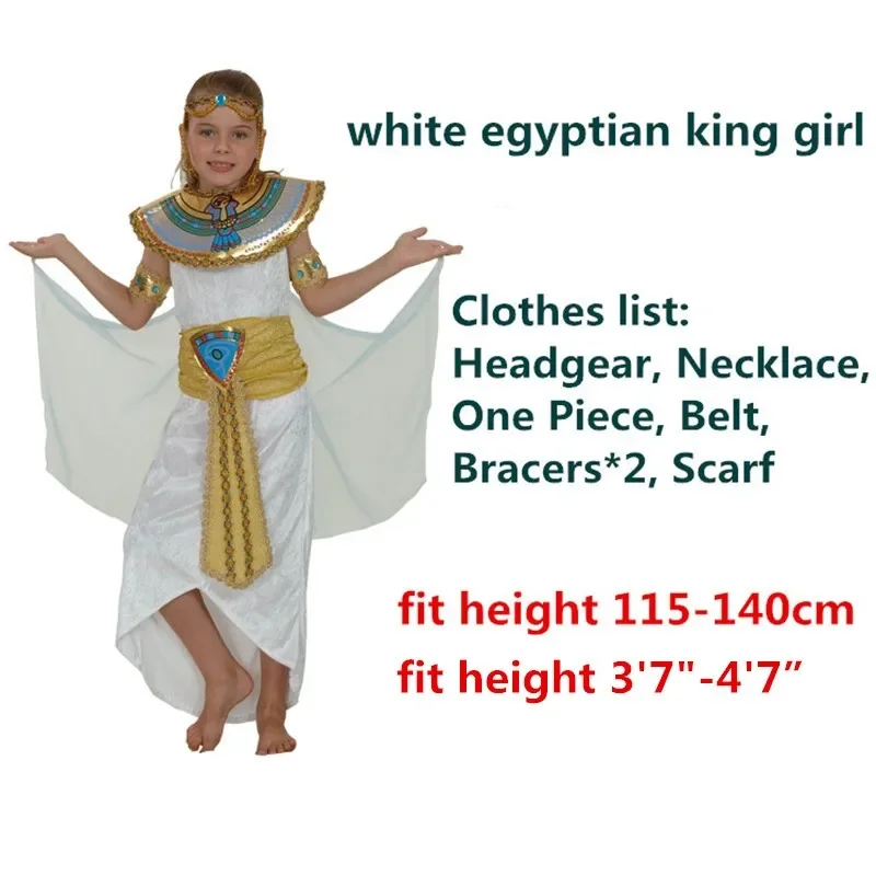 Cleopatra Antigo Faraó Egípcio Cosplay Trajes para Crianças, Halloween Party Cloth para Meninas e Meninos, Vestido de Carnaval para Crianças