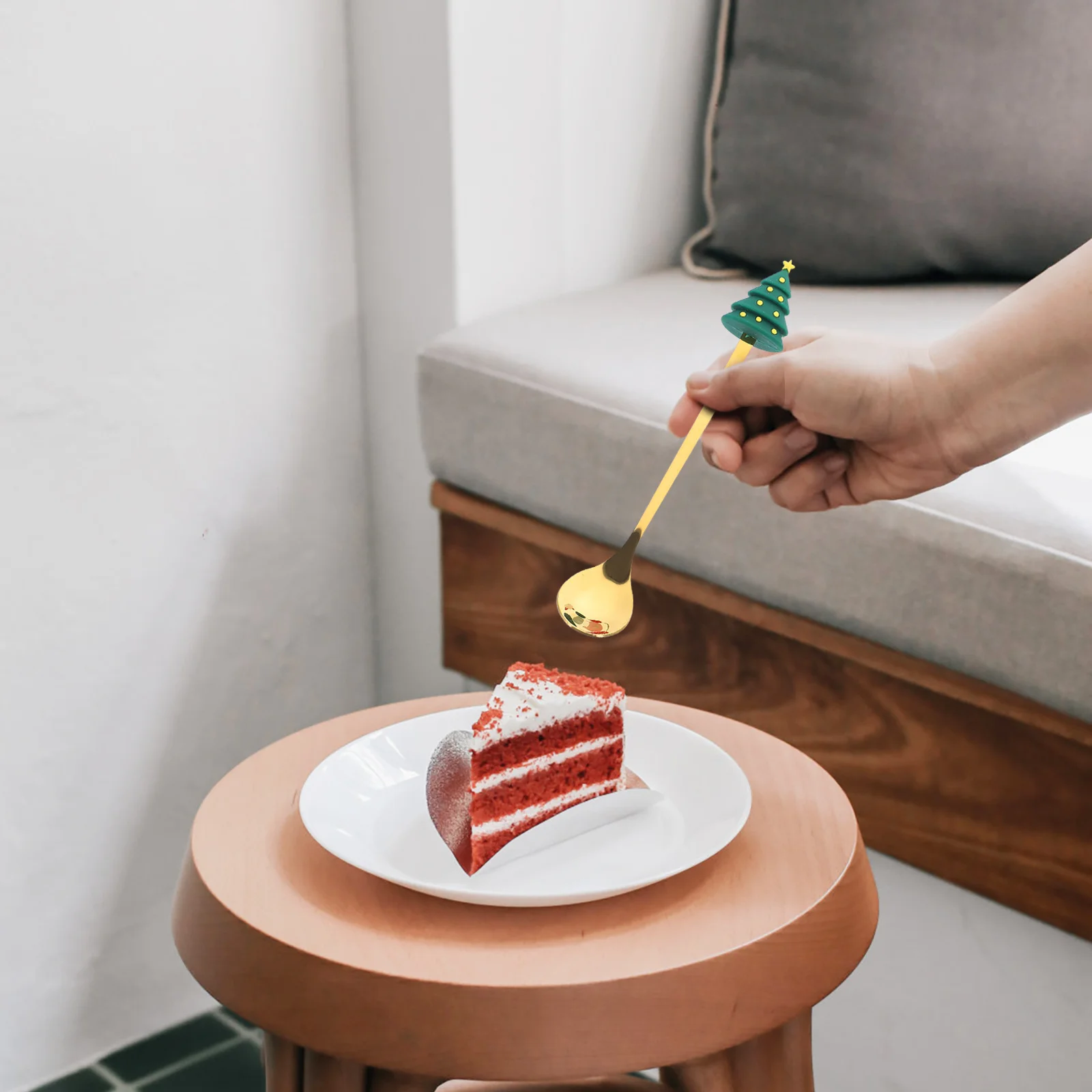 

6Pcs Christmas Coffee Stirring Spoons Stainless Steel Metal Dessert Mixing Spoons Long Handle Gift Coffee Spoon