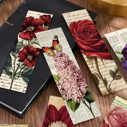 30pcs vintage floral bookmarks student stationery office supplies reading books labeling cards gift message card bookmarks