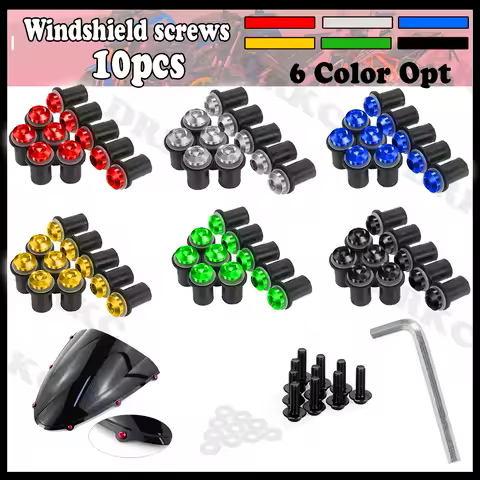 For Honda CBR 125R 250R 300R 500R 600 900 954 1000 RR CBR650R CBR954RR CBR600 F4i 10PCS 5mm Windscreen Windshield Bolt Screw Kit