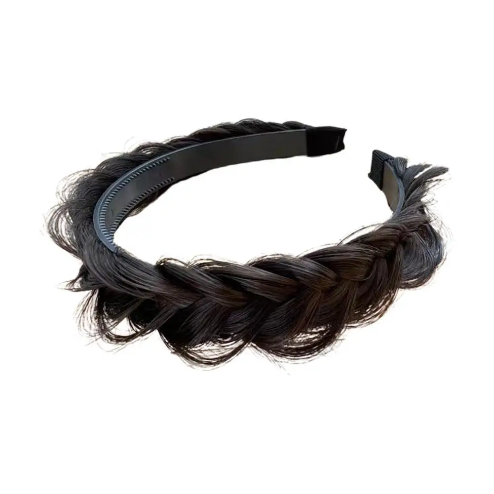 Hair Braid Headband Wide Bezel Hair Hoop Multi-layer Chunky Braided Fake Knot Plaited Headband Cross Headband Thick H6D6