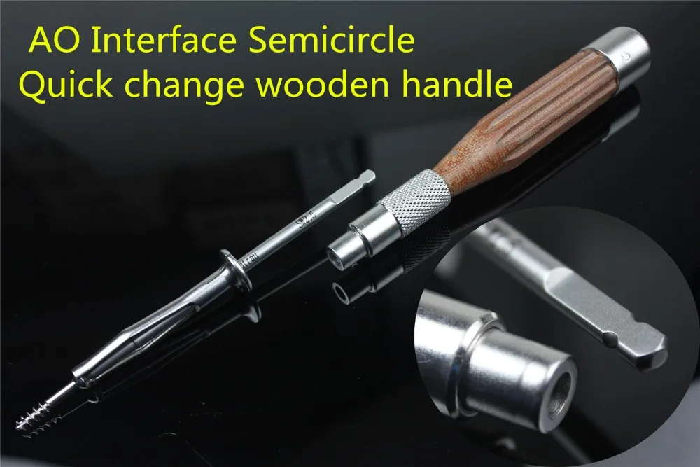 

Medical orthopedic instrument AO Interface Semicircle Quick change wooden handle universal all AO screwdriver knob Fast clip