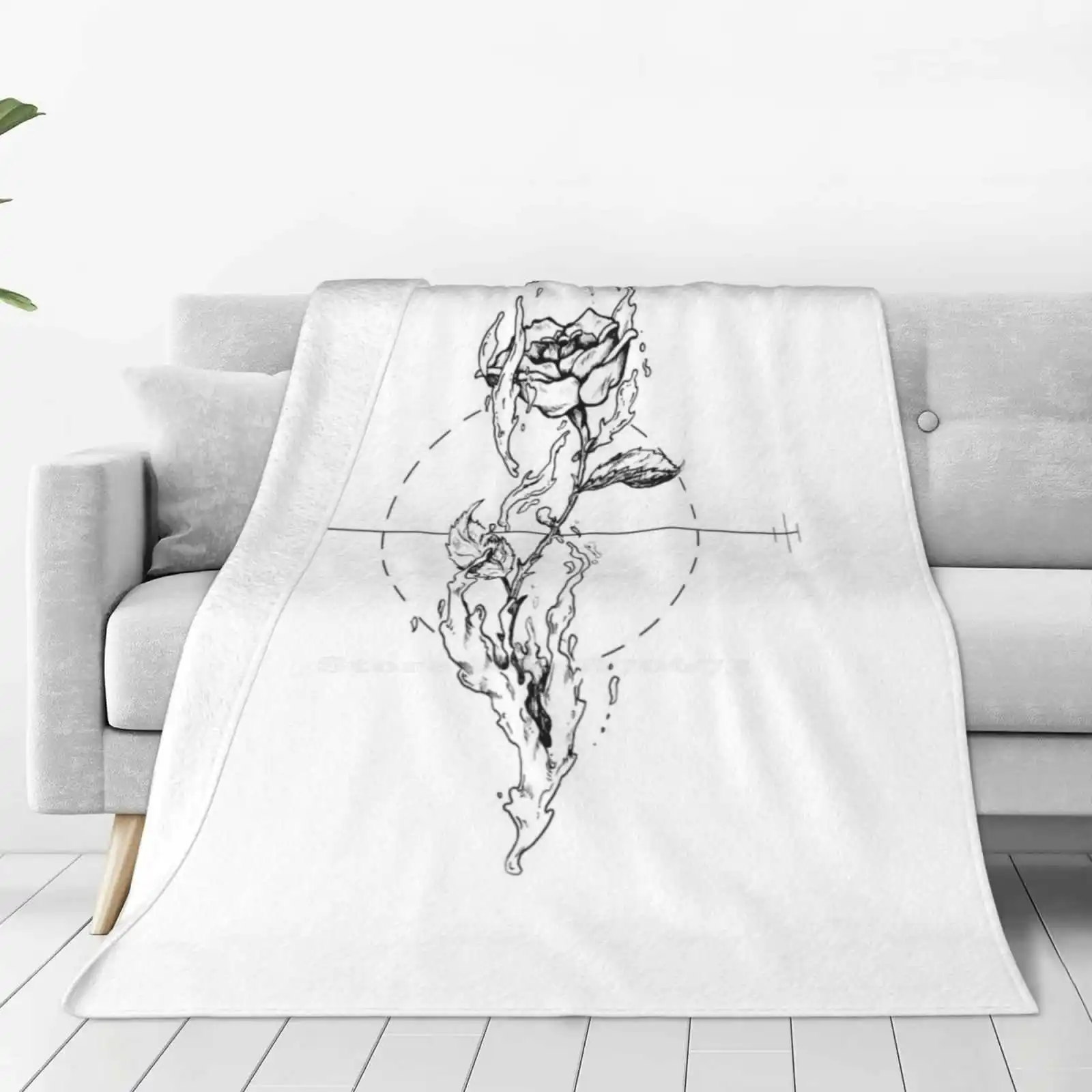 Anti-Gravitational Rose All Sizes Soft Cover Blanket Home Decor Bedding Pink Antigravity Water Silver Geometric Tatoo Fly Float