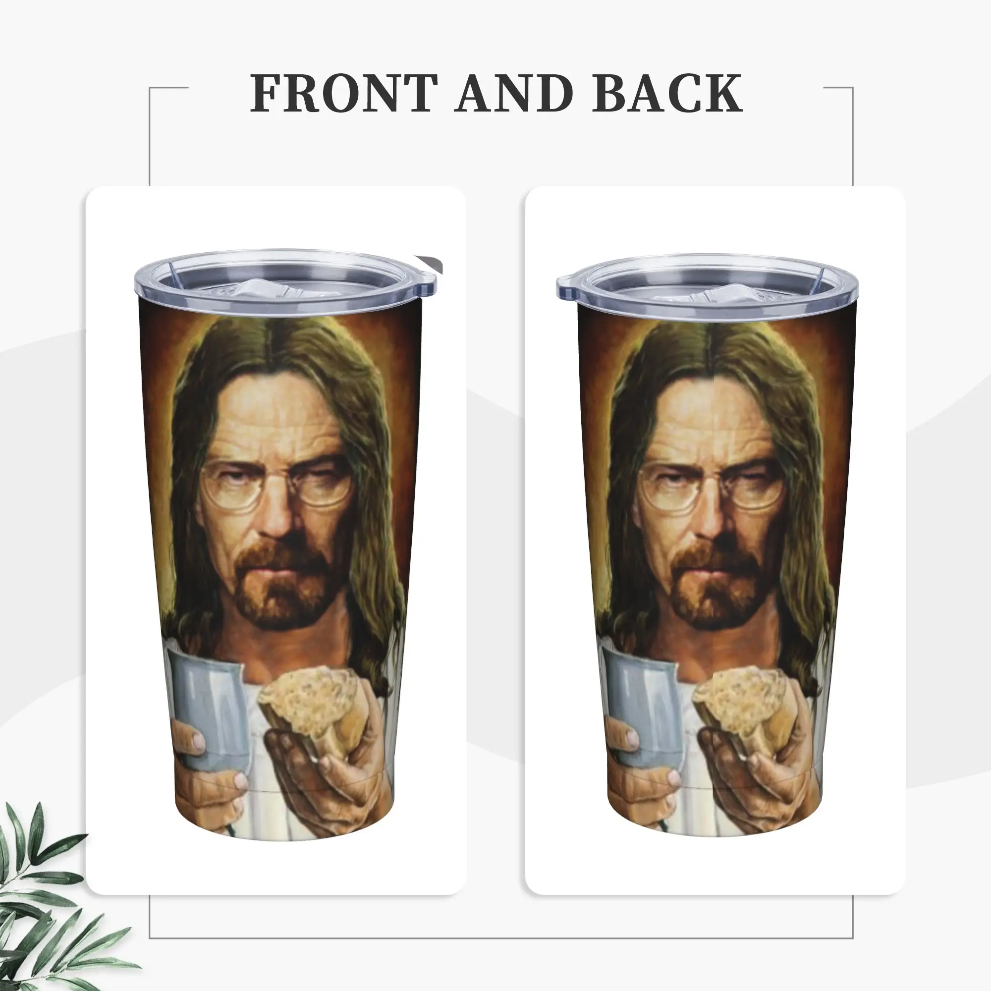 Holy Heisenberg Jesus Insulated Tumbler with Lid Breaking Bad Stainless Steel Thermal Mug Office Home Car Bottle Cup, 20oz