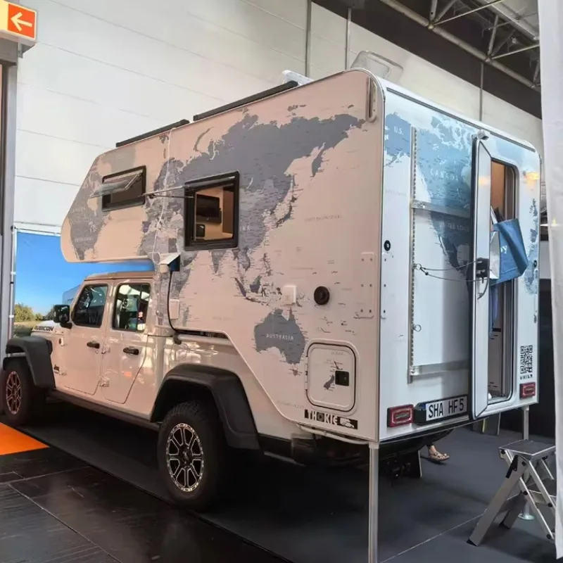 Truck Unit Pop‑top Overland Camper Slide‑in Fiberglass Shell Electric Support Legs For Pickup Overlanding Wild Camping Adventure