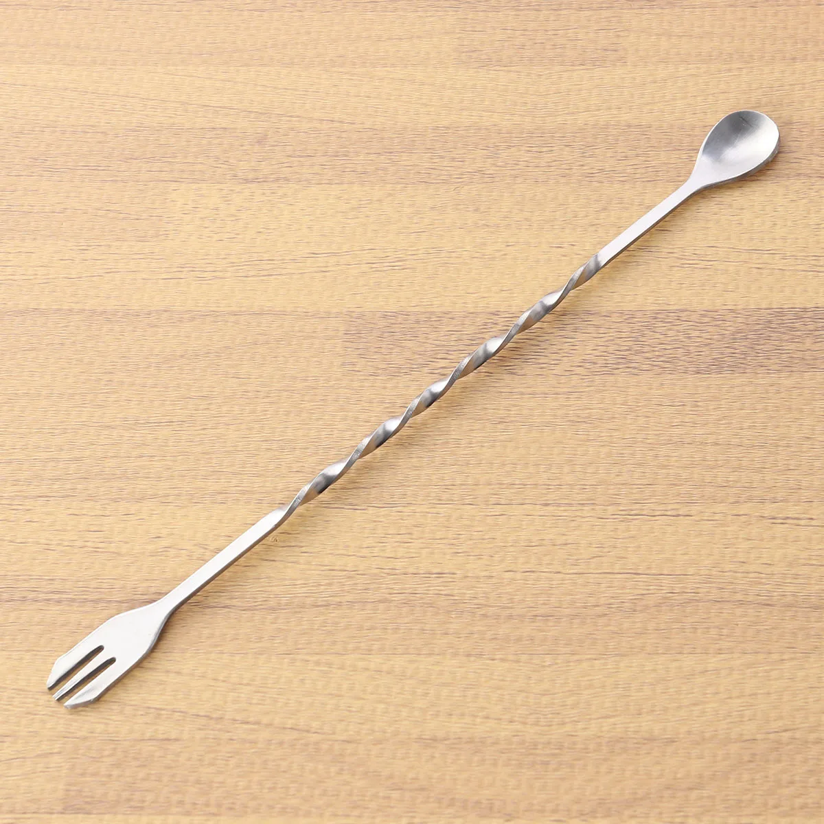 

32Cm Stainless Steel Bar Spoon Mixing Fork Swizzle Stick for Cocktails Tea Drinks Easy to Clean Dishwasher Safe