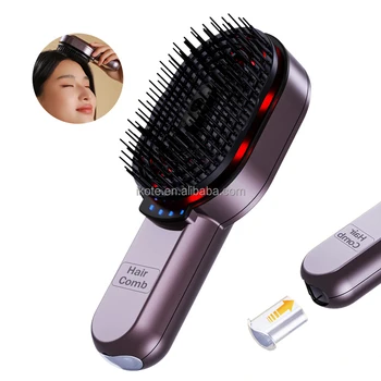 Image Portable Hair Straightener Electric Infrared Laser Essential Oil Massage Comb Handheld Hair Brush Plastic Scalp Head Massager